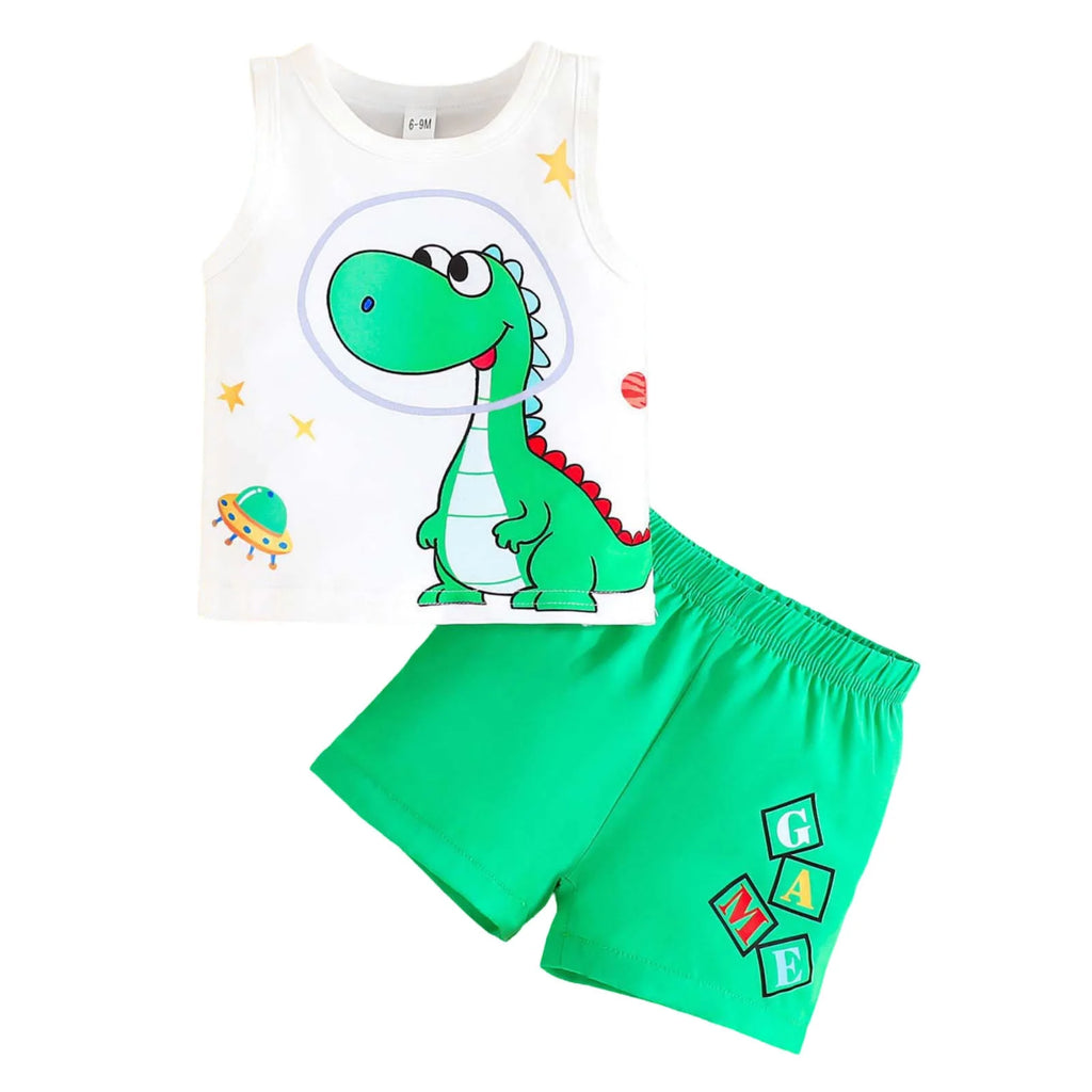 Lumea Cartoon Holiday 2 - Piece Baby Set Vest Tee & Shorts (6 - 9M) - Lumea Baby