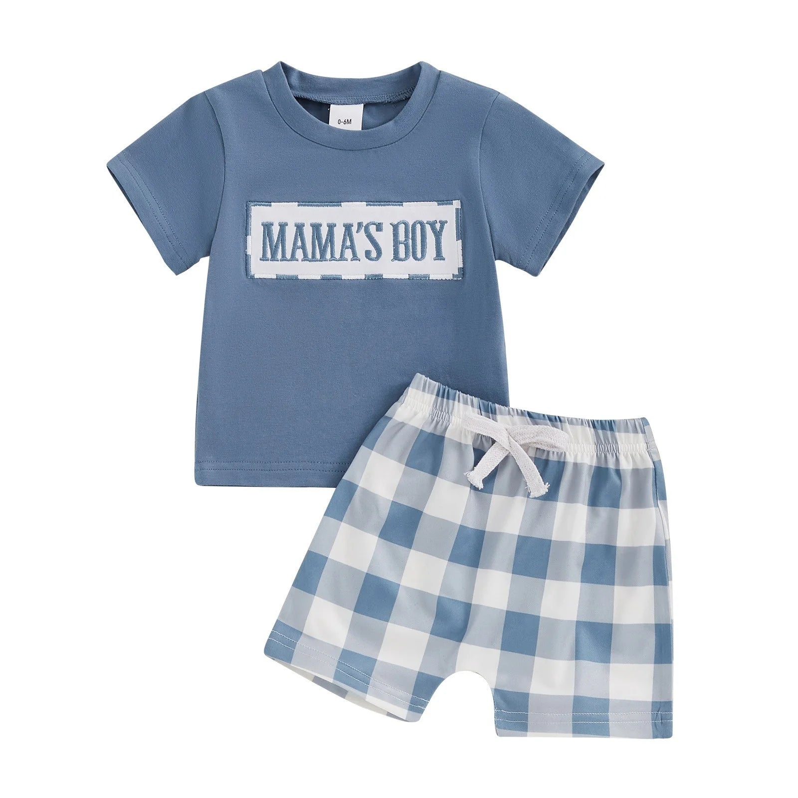 Lumea Mini Me 2 - Piece Baby Set - Embroidery Tee & Plaid Shorts Family Match (0 - 6M) - Lumea Baby