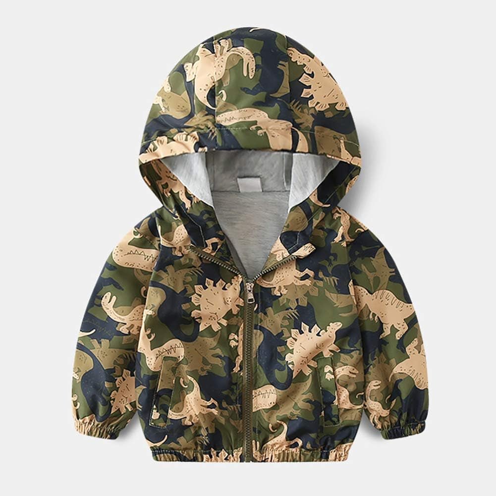 Lumea Dino Adventure Hooded Windbreaker Jacket Boys Zip Up Coat (3 - 4T) - Lumea Baby