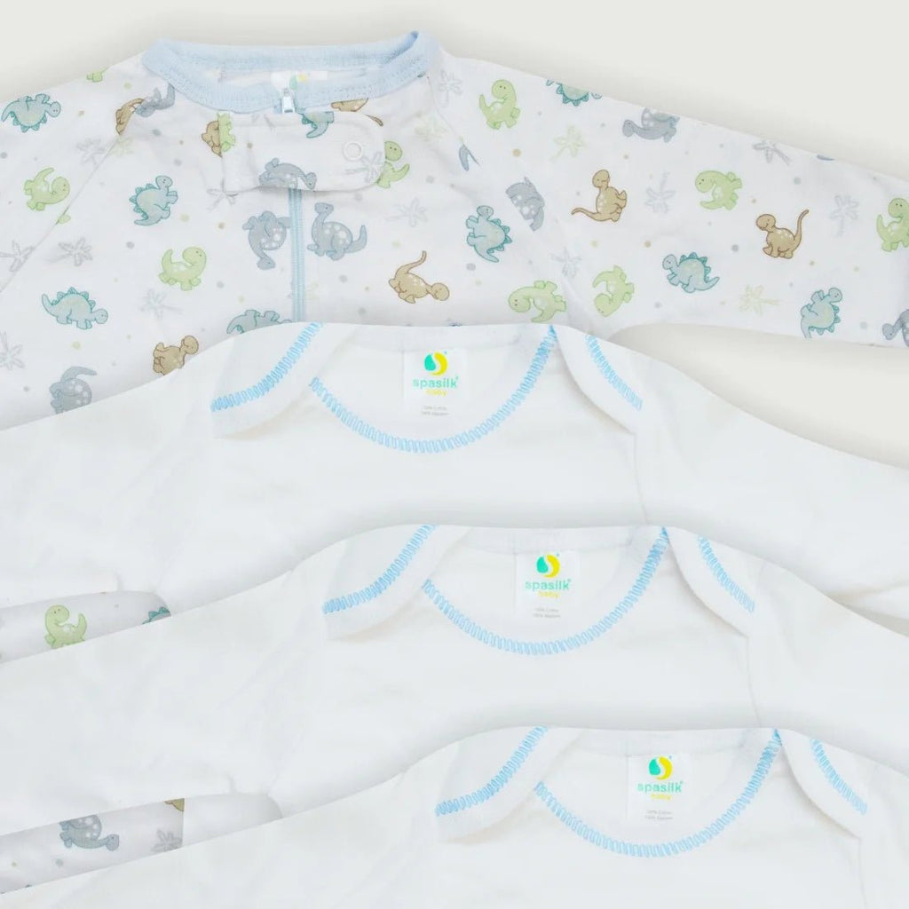 LUMÉA™ Dino Adventure 23 - Piece Baby Basics Gift Basket - Blue Dinosaurs (Newborn) - Lumea Baby