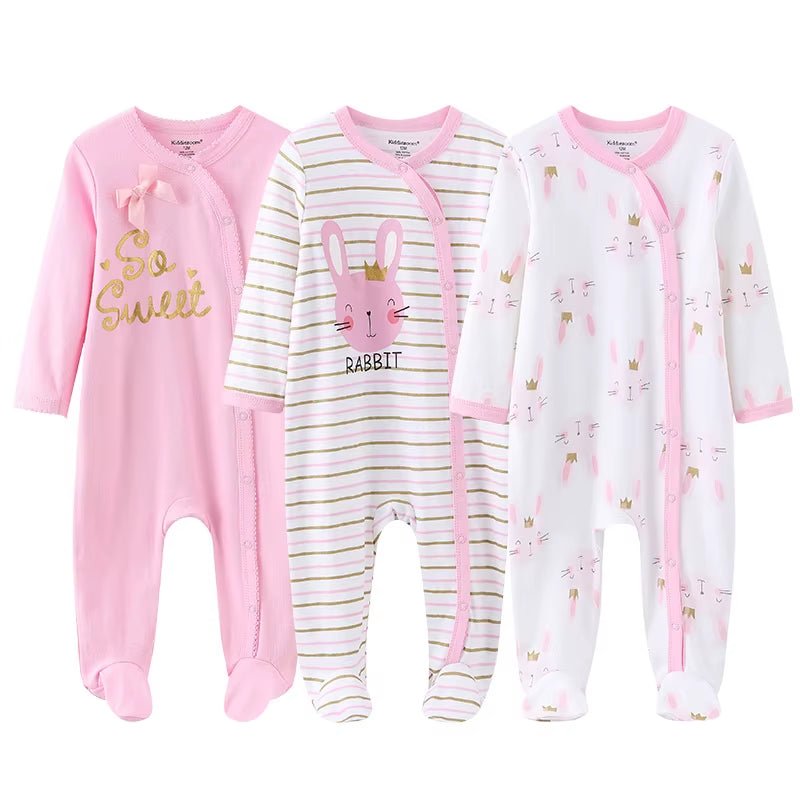 Lumea Cartoon Friends 3 - Piece Baby Jumpsuit Set - 100% Cotton Zipper Rompers (0 - 12M) - Lumea Baby
