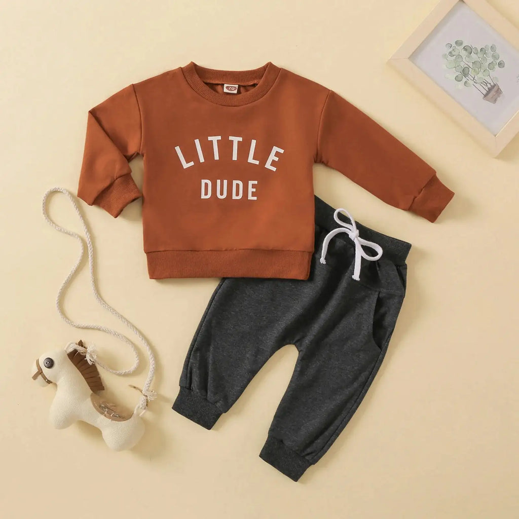 Lumea Street Style 2 - Piece Baby Boy Set - Letter Print Sweatshirt & Joggers (12 - 18M) - Lumea Baby