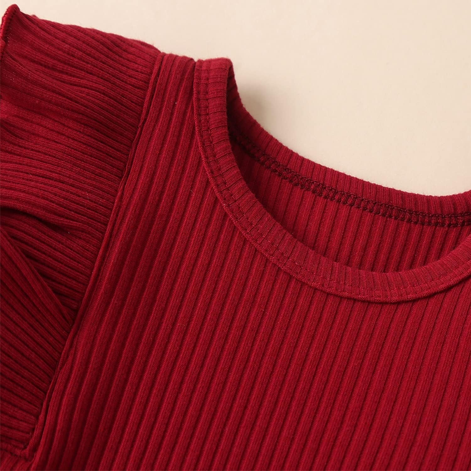 Lumea Frill & Rib 3 - Piece Baby Girl Set - Long Sleeve Romper & Pants (6 - 9M) - Lumea Baby