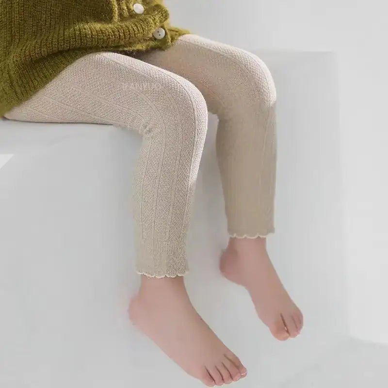 Lumea Lace Ruffle Girls Leggings - Solid Colour Cotton Trousers (1 - 12 Years) - Lumea Baby