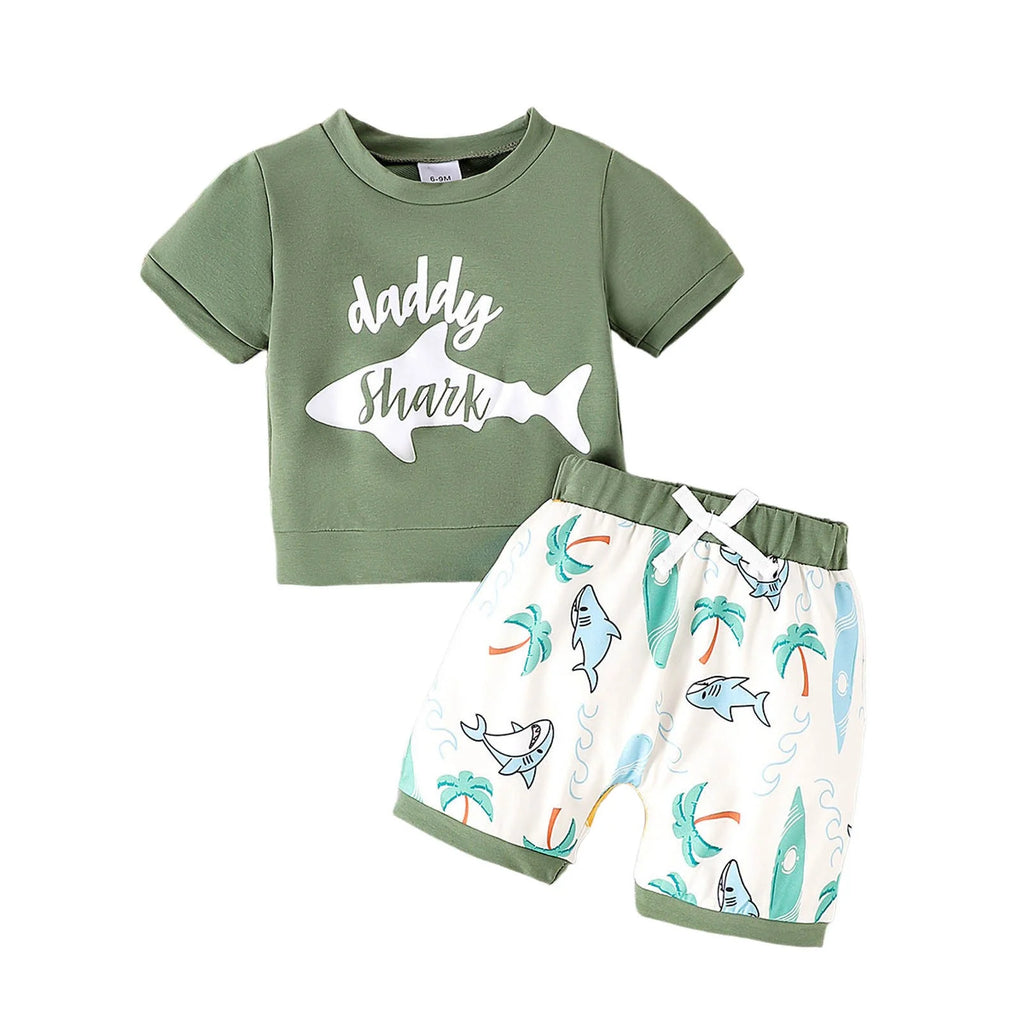 Lumea Aloha Baby 2 - Piece Summer Set - Hawaiian Short Sleeve Tee & Coconut Shorts (12 - 18M) - Lumea Baby