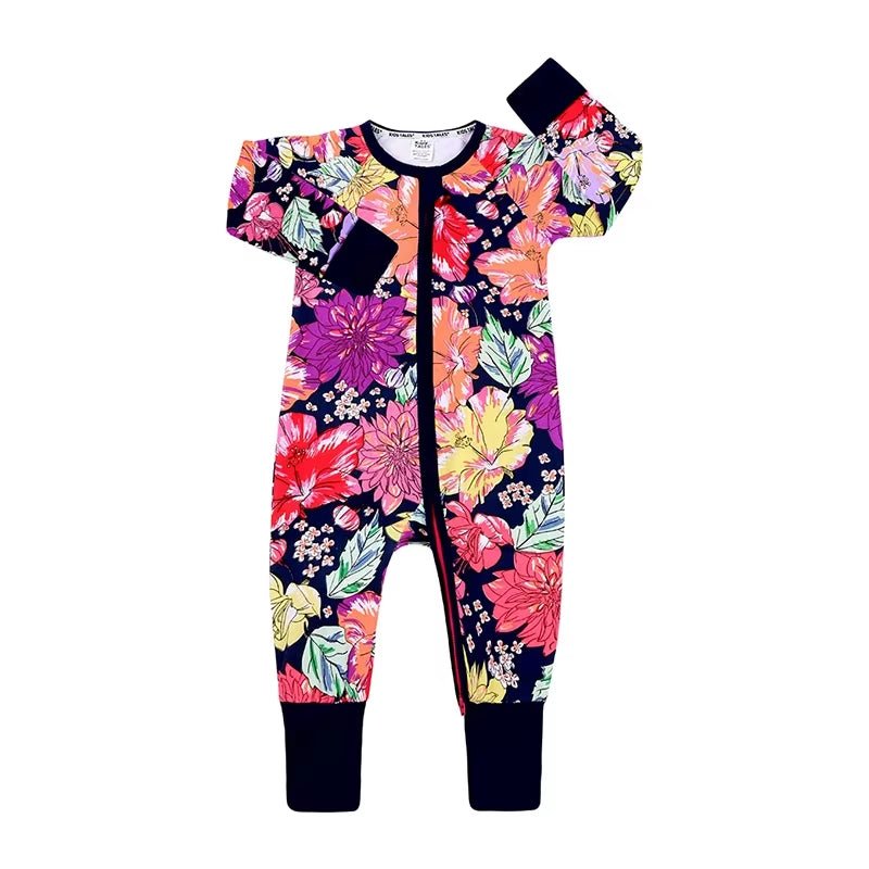 New Double Zipper Infant Baby Girl Boy Clothes Geometry Long Sleeve Cotton Baby Romper Clothing for Newborn Jumpsuit 0 - 24 Months - Lumea Baby