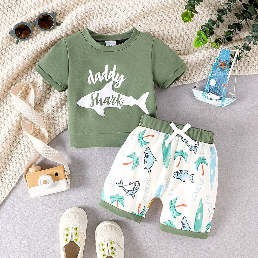 Lumea Aloha Baby 2 - Piece Summer Set - Hawaiian Short Sleeve Tee & Coconut Shorts (12 - 18M) - Lumea Baby
