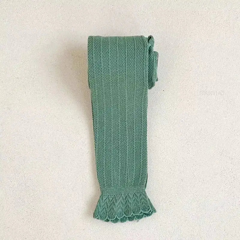 Lumea Lace Ruffle Girls Leggings - Solid Colour Cotton Trousers (1 - 12 Years) - Lumea Baby