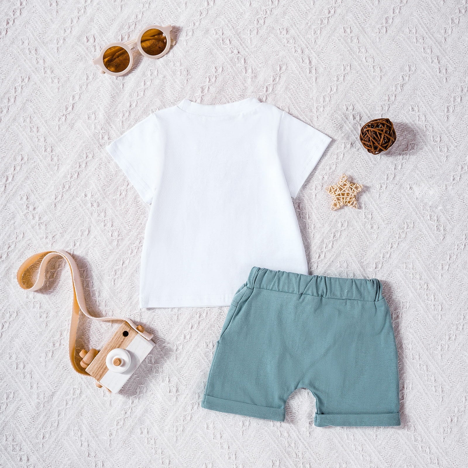 Lumea Adventure Time Toddler Boy Summer Shorts Set - Cartoon Letters (18 - 24M) - Lumea Baby