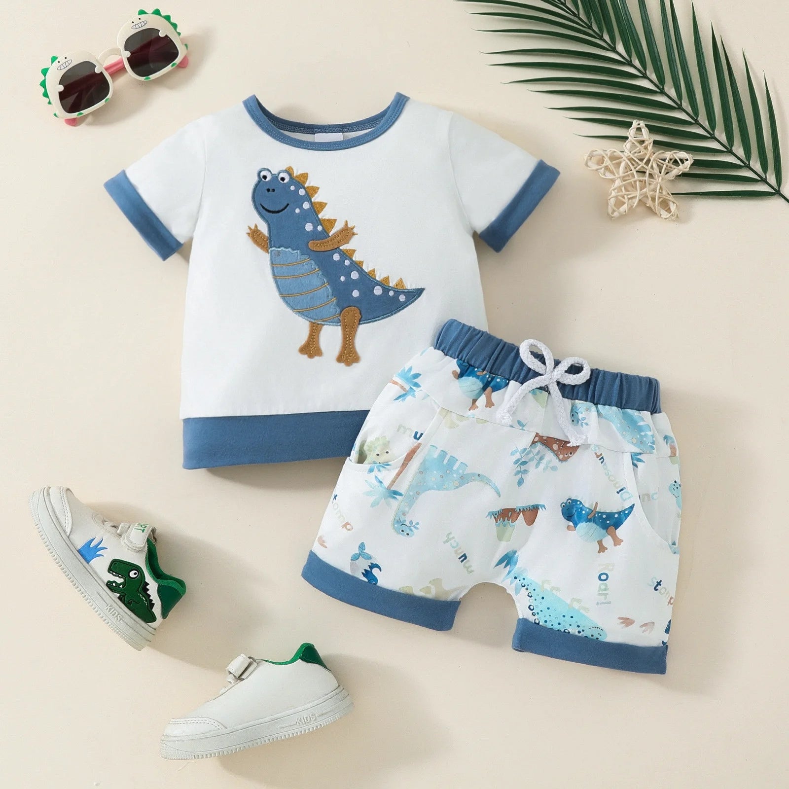 Lumea Cartoon Summer 2 - Piece Baby Set - Short Sleeve Tee & Shorts (6 - 12M) - Lumea Baby
