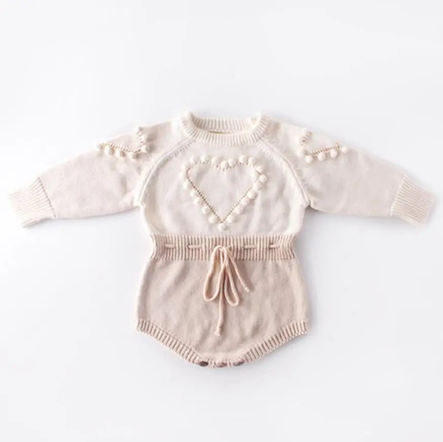 Lumea Knit Elegance Baby Girl Romper - Long Sleeve Hollow Out Jumpsuit - Lumea Baby