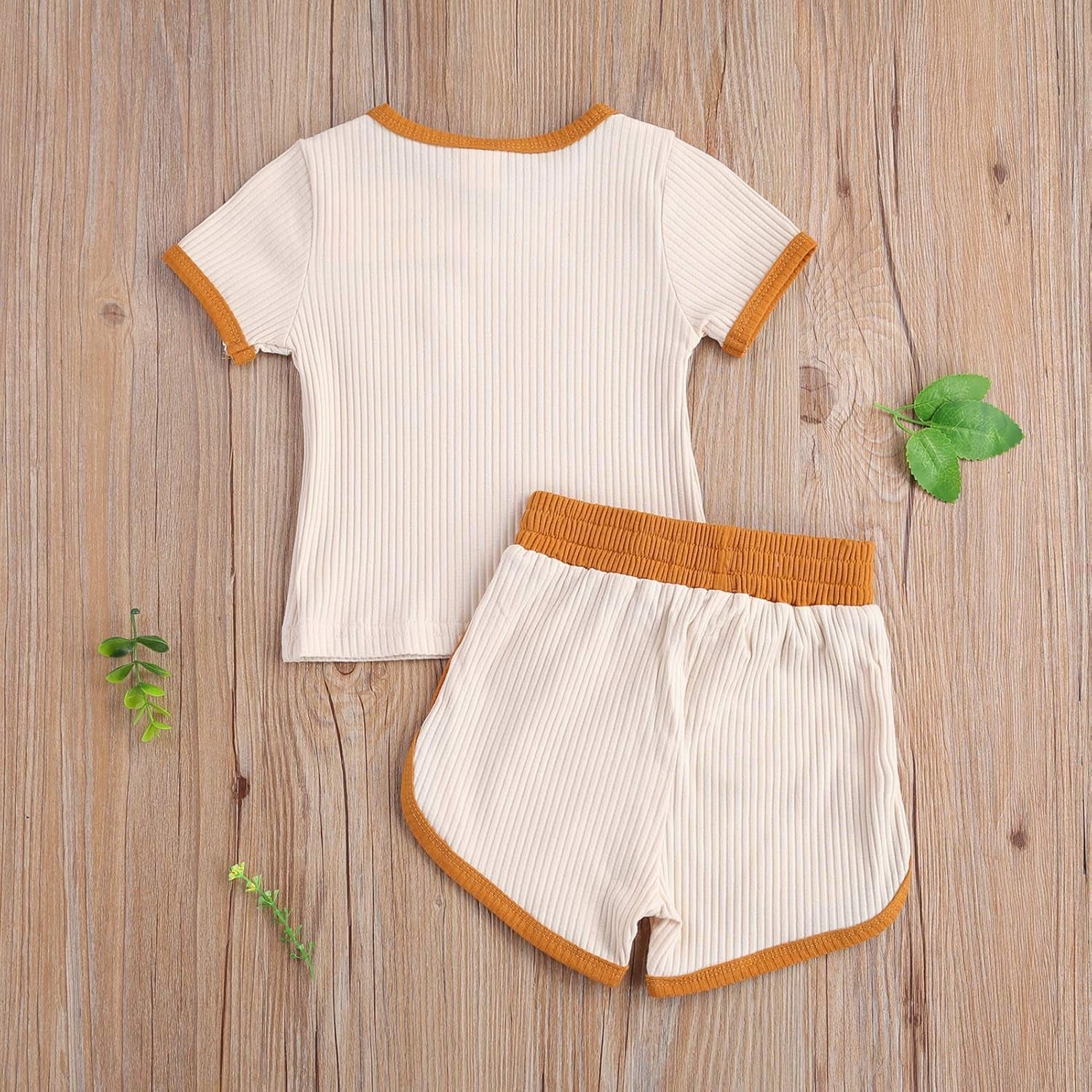 Lumea Summer Ribbed 2 - Piece Toddler Set - Short Sleeve Tee & Drawstring Shorts (2 - 3T) - Lumea Baby