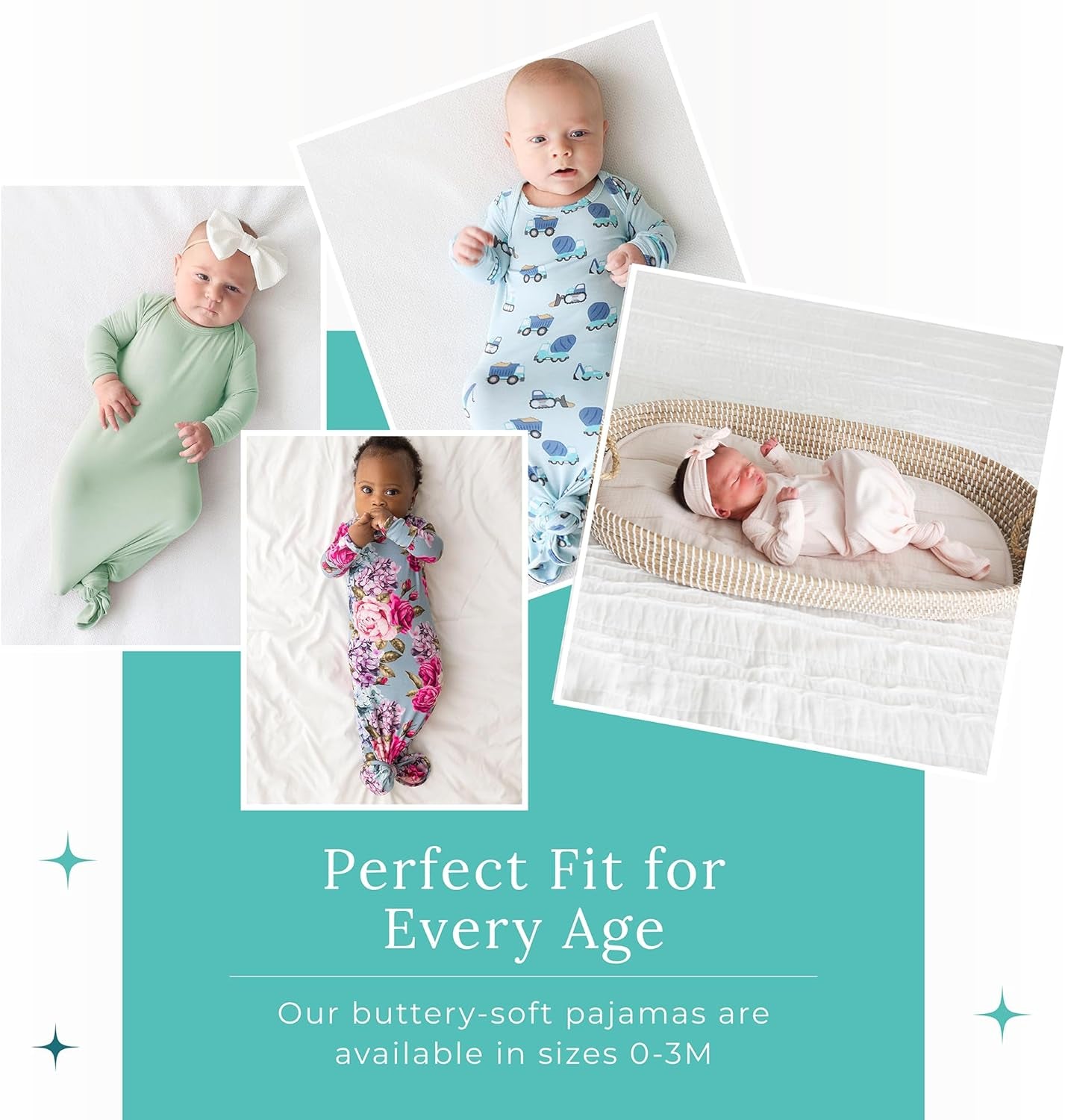 LUMÉA™ Knotted Dreams Newborn Girl Gown - Soft Sleep Gown (0 - 3M) - Lumea Baby