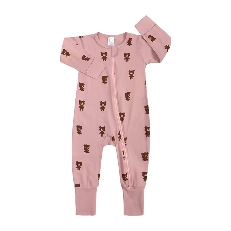New Double Zipper Infant Baby Girl Boy Clothes Geometry Long Sleeve Cotton Baby Romper Clothing for Newborn Jumpsuit 0 - 24 Months - Lumea Baby