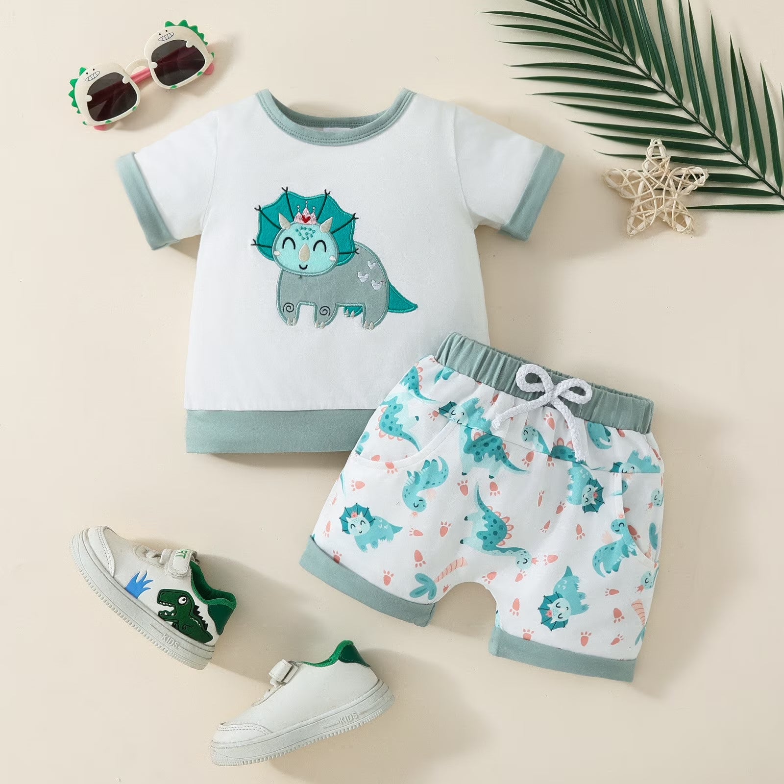 Lumea Cartoon Summer 2 - Piece Baby Set - Short Sleeve Tee & Shorts (0 - 6M) - Lumea Baby