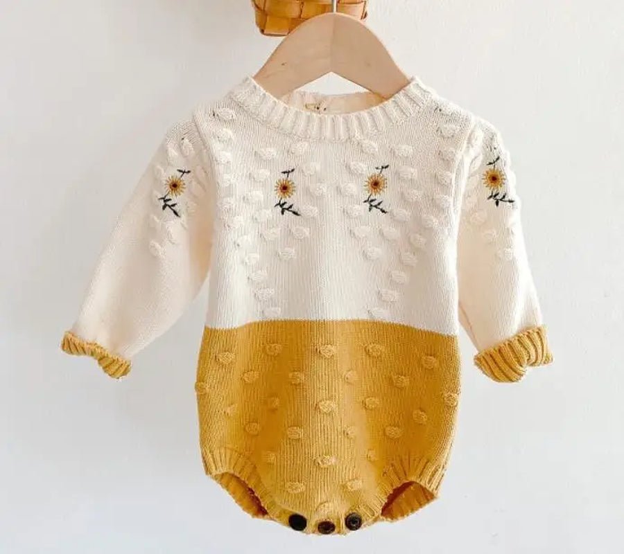 Lumea Knit Elegance Baby Girl Romper - Long Sleeve Hollow Out Jumpsuit - Lumea Baby