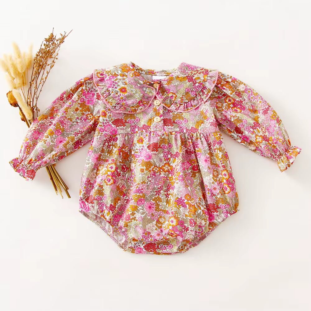 Lumea Spring Blossom Baby Girl Romper - Soft Cotton Long Sleeve (0 - 24M) - Lumea Baby