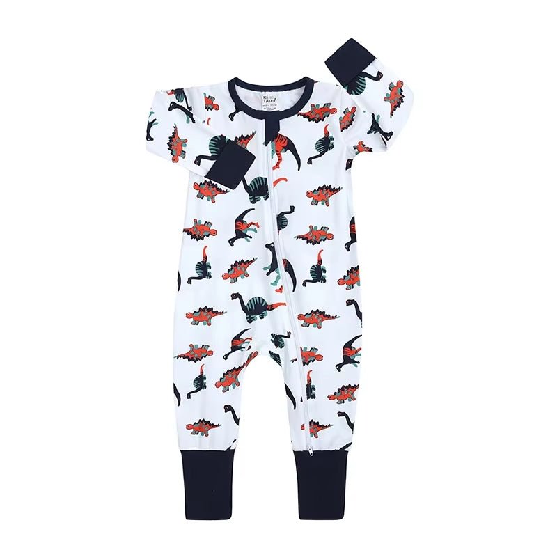 New Double Zipper Infant Baby Girl Boy Clothes Geometry Long Sleeve Cotton Baby Romper Clothing for Newborn Jumpsuit 0 - 24 Months - Lumea Baby