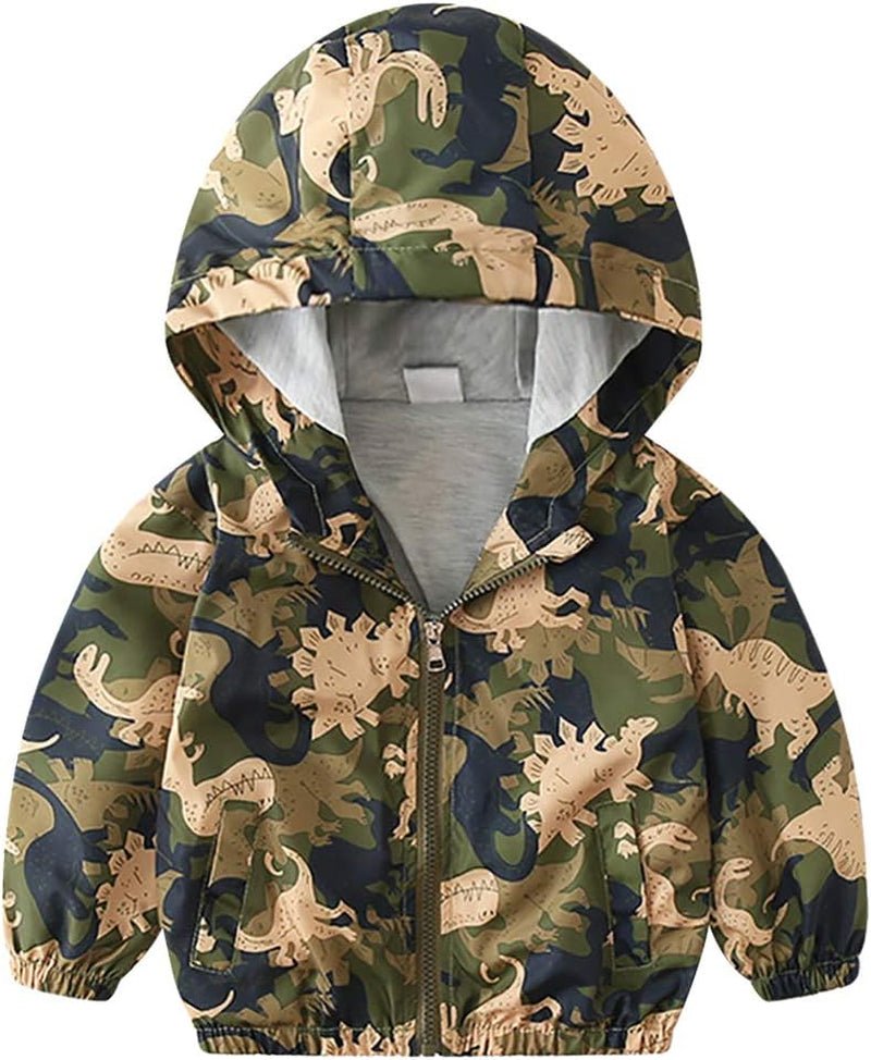 Lumea Dino Adventure Hooded Windbreaker Jacket Boys Zip Up Coat (3 - 4T) - Lumea Baby