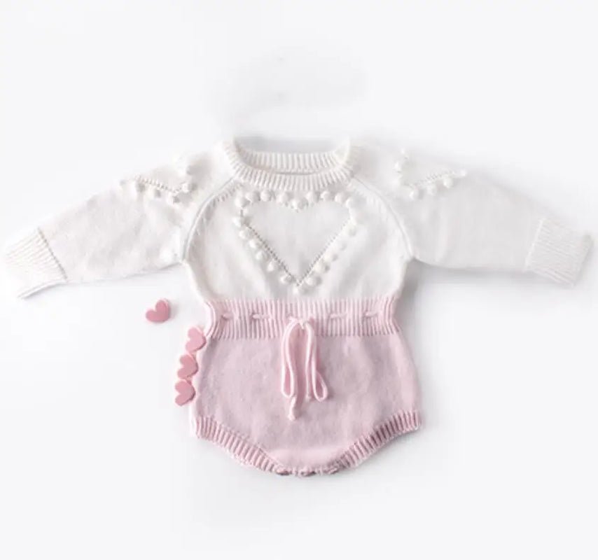 Lumea Knit Elegance Baby Girl Romper - Long Sleeve Hollow Out Jumpsuit - Lumea Baby