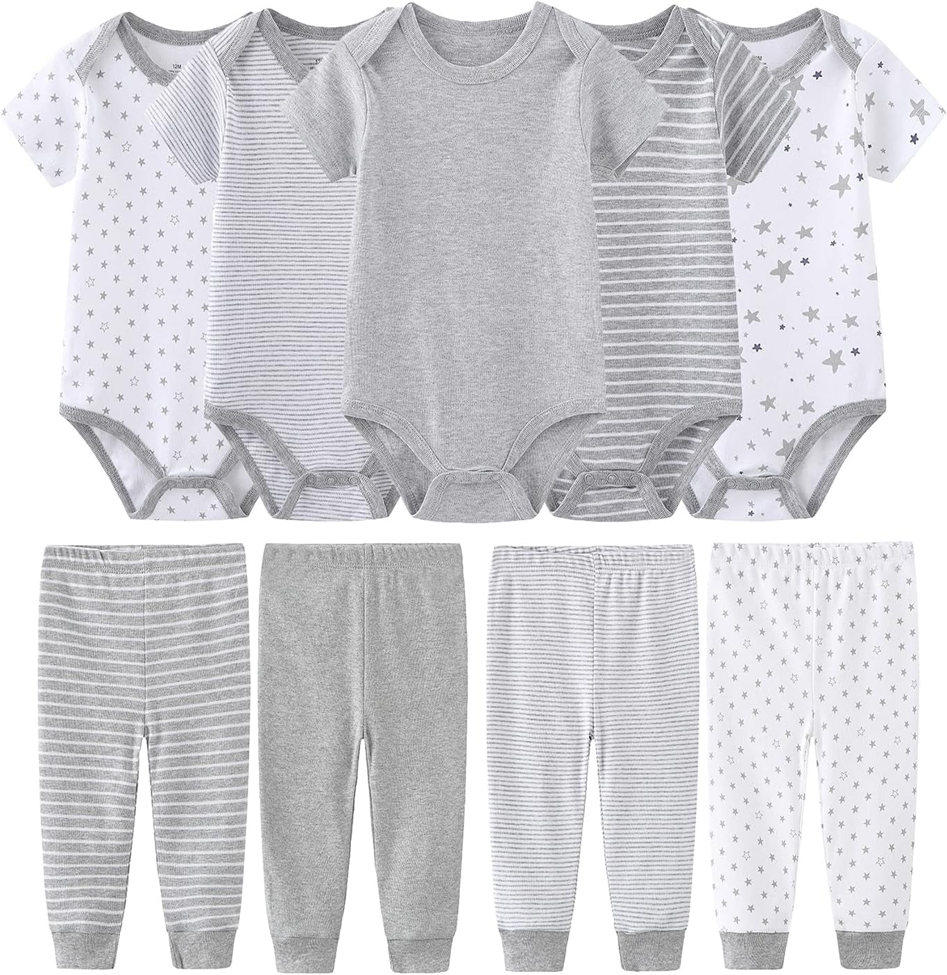 LUMÉA™ Essentials Newborn Baby Clothes Set - Short Sleeve Bodysuits & Pants Layette - Lumea Baby