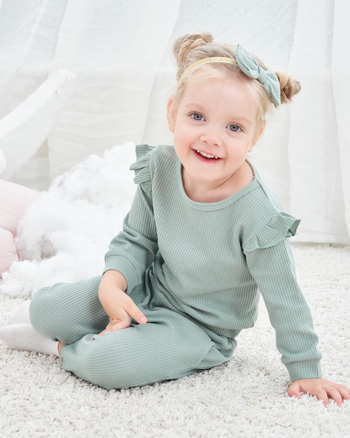 Lumea Cozy Chic 2 - Piece Baby Girl Set - Long Sleeve Sweatshirt & Pants (2 - 3T) - Lumea Baby