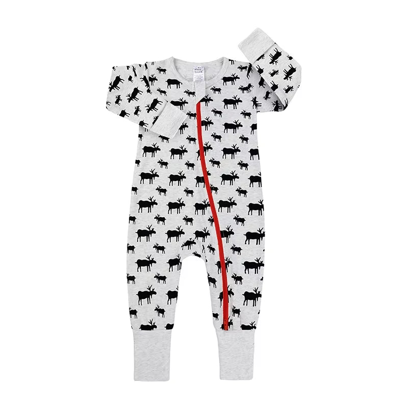New Double Zipper Infant Baby Girl Boy Clothes Geometry Long Sleeve Cotton Baby Romper Clothing for Newborn Jumpsuit 0 - 24 Months - Lumea Baby