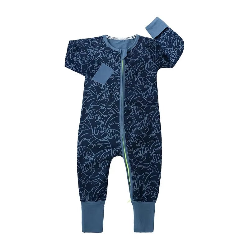 New Double Zipper Infant Baby Girl Boy Clothes Geometry Long Sleeve Cotton Baby Romper Clothing for Newborn Jumpsuit 0 - 24 Months - Lumea Baby