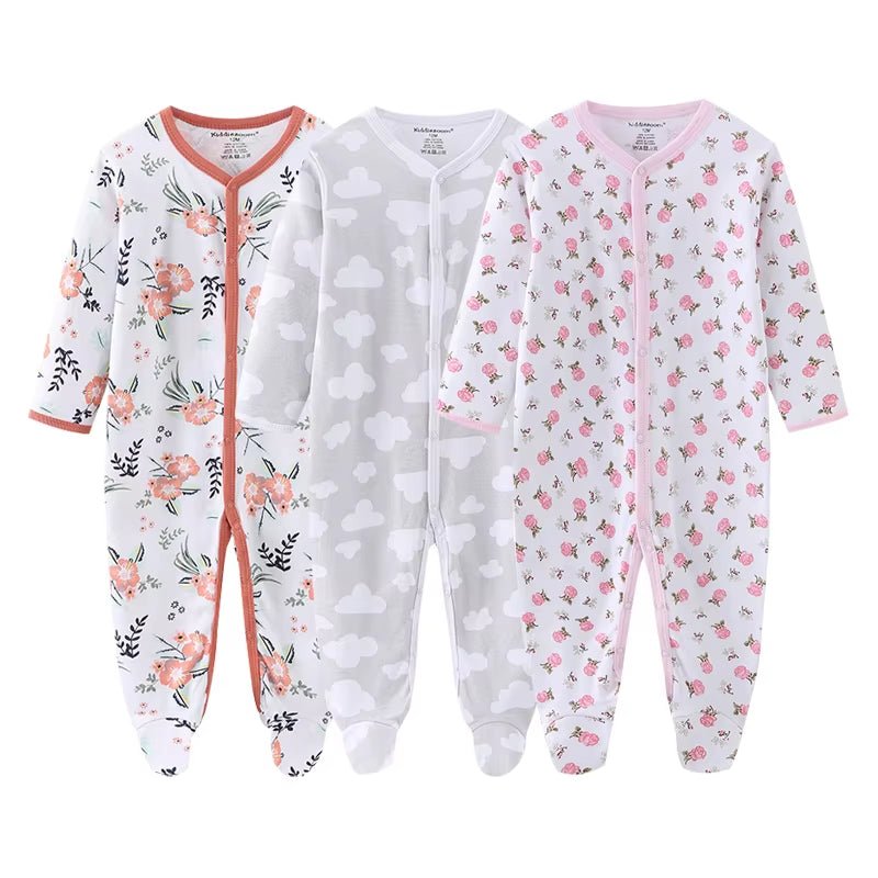 Lumea Cartoon Friends 3 - Piece Baby Jumpsuit Set - 100% Cotton Zipper Rompers (0 - 12M) - Lumea Baby