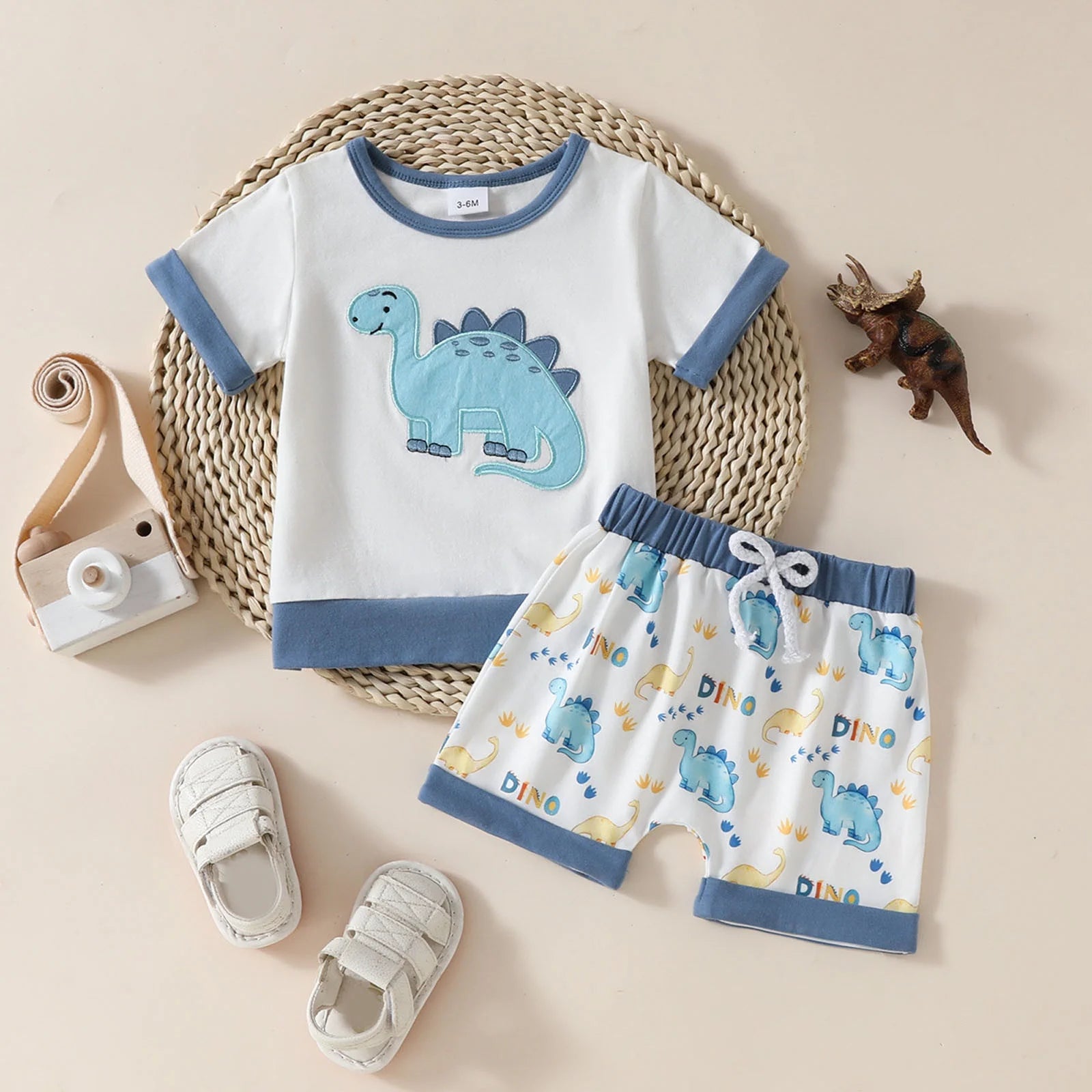 Lumea Cartoon Summer 2 - Piece Baby Set - Short Sleeve Tee & Shorts (0 - 6M) - Lumea Baby