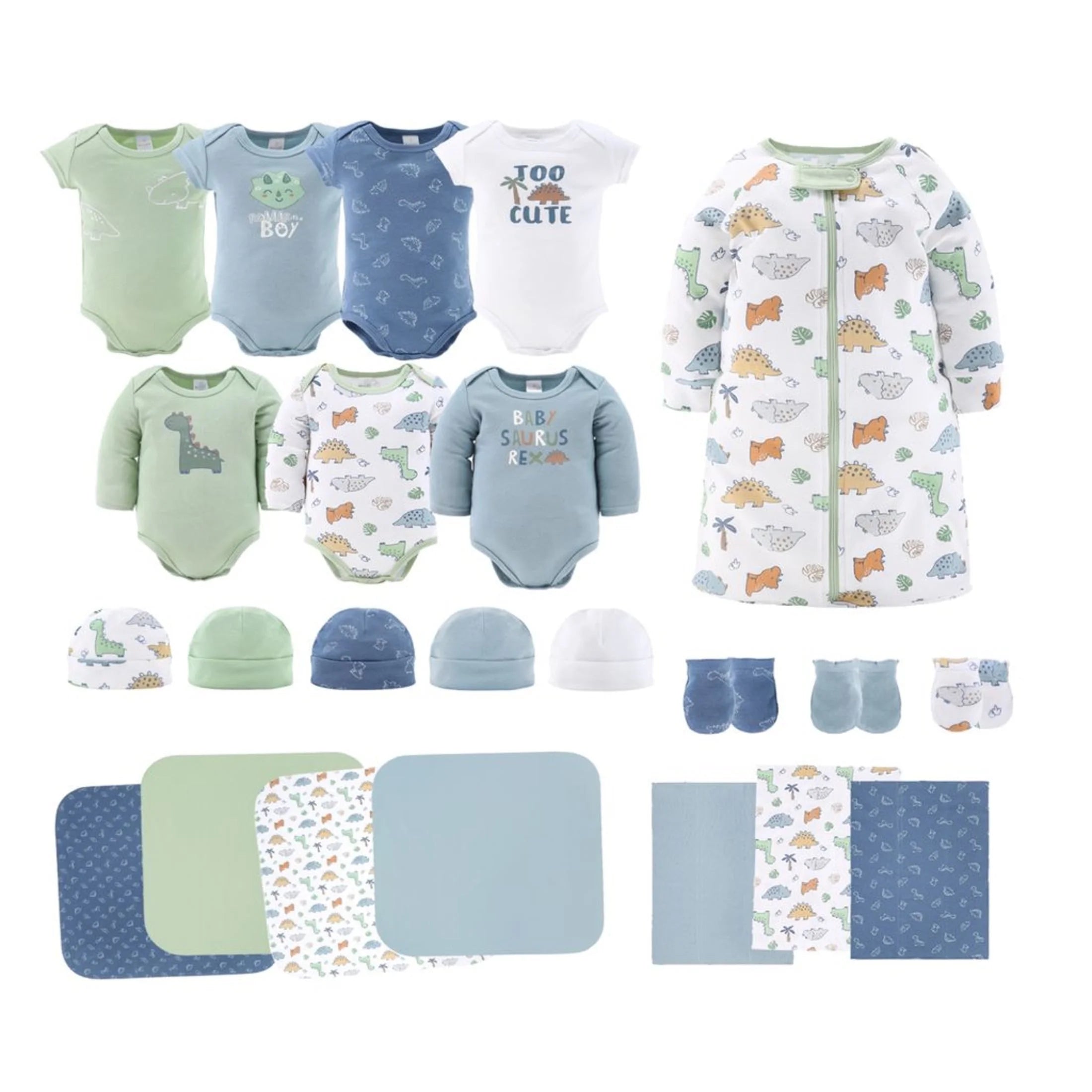 LUMÉA™ Dino Dreams 23 - Piece Newborn Layette Gift Set - Baby Boy Essentials (0 - 3M) - Lumea Baby