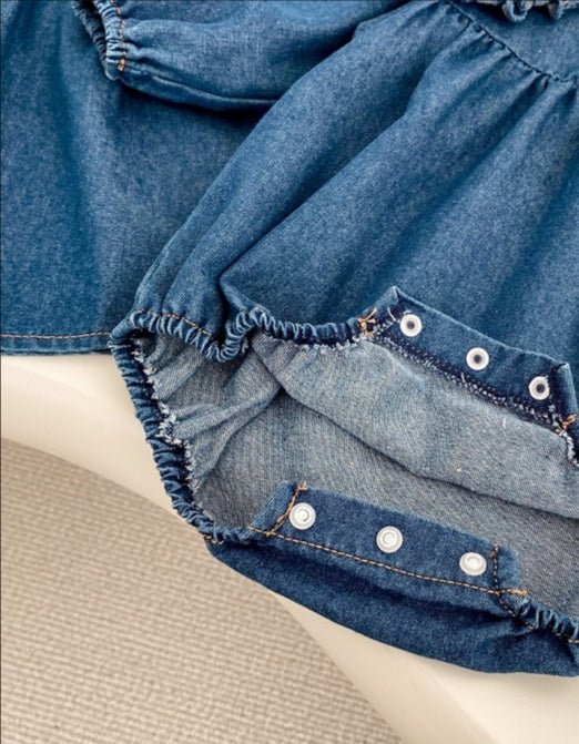 Lumea Denim Dreams Baby & Toddler Girls Bodysuit - Peter Pan Collar One - Piece (6M - 5T) - Lumea Baby