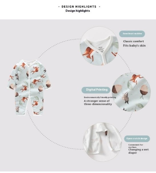 Lumea Wild Friends Baby Romper — Organic Cotton Bear & Fox Bodysuit (0–4Y) - Lumea Baby