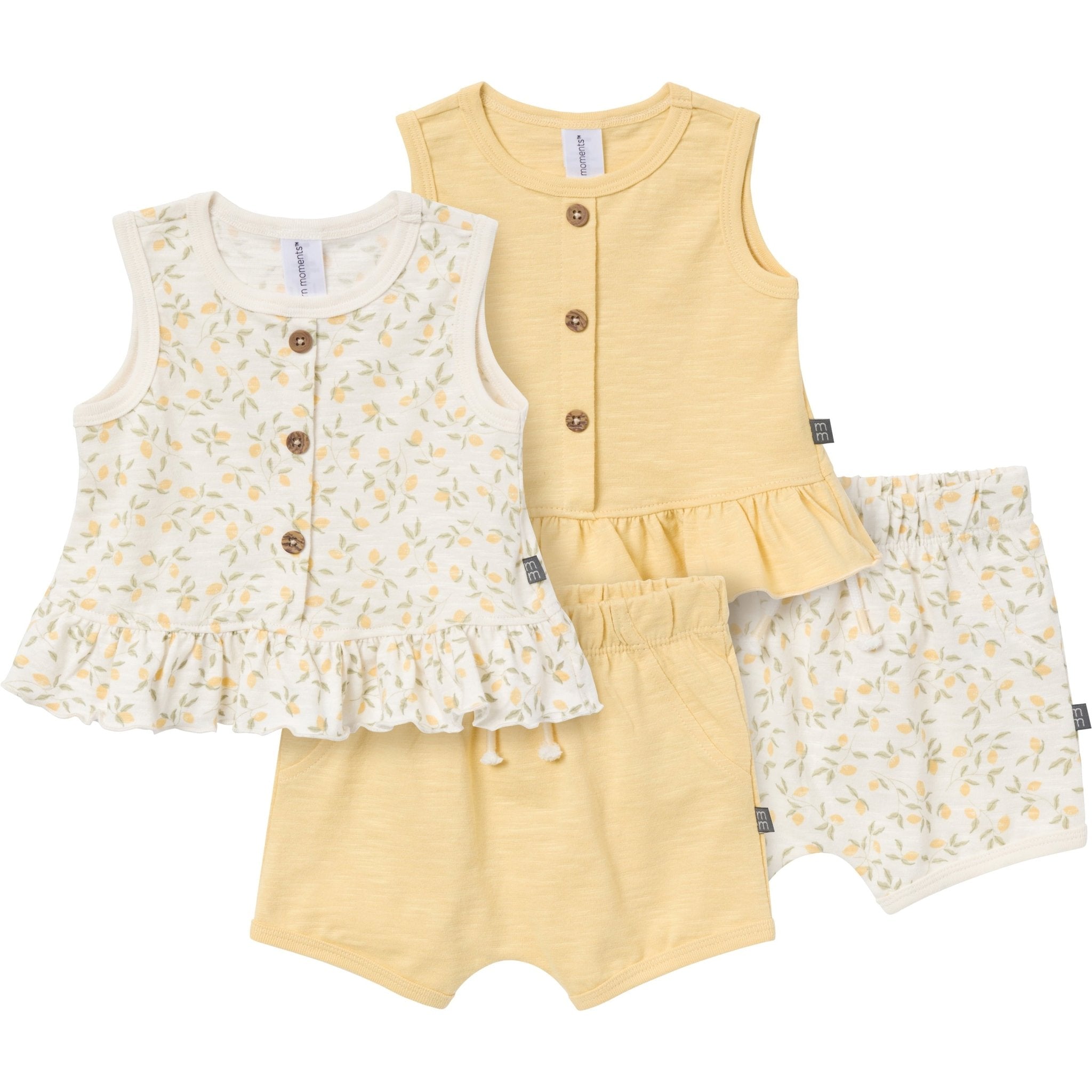 LUMÉA™ Sweet Peplum Baby Girl Top and Short Sets 4 - Piece (0 - 24M) - Lumea Baby
