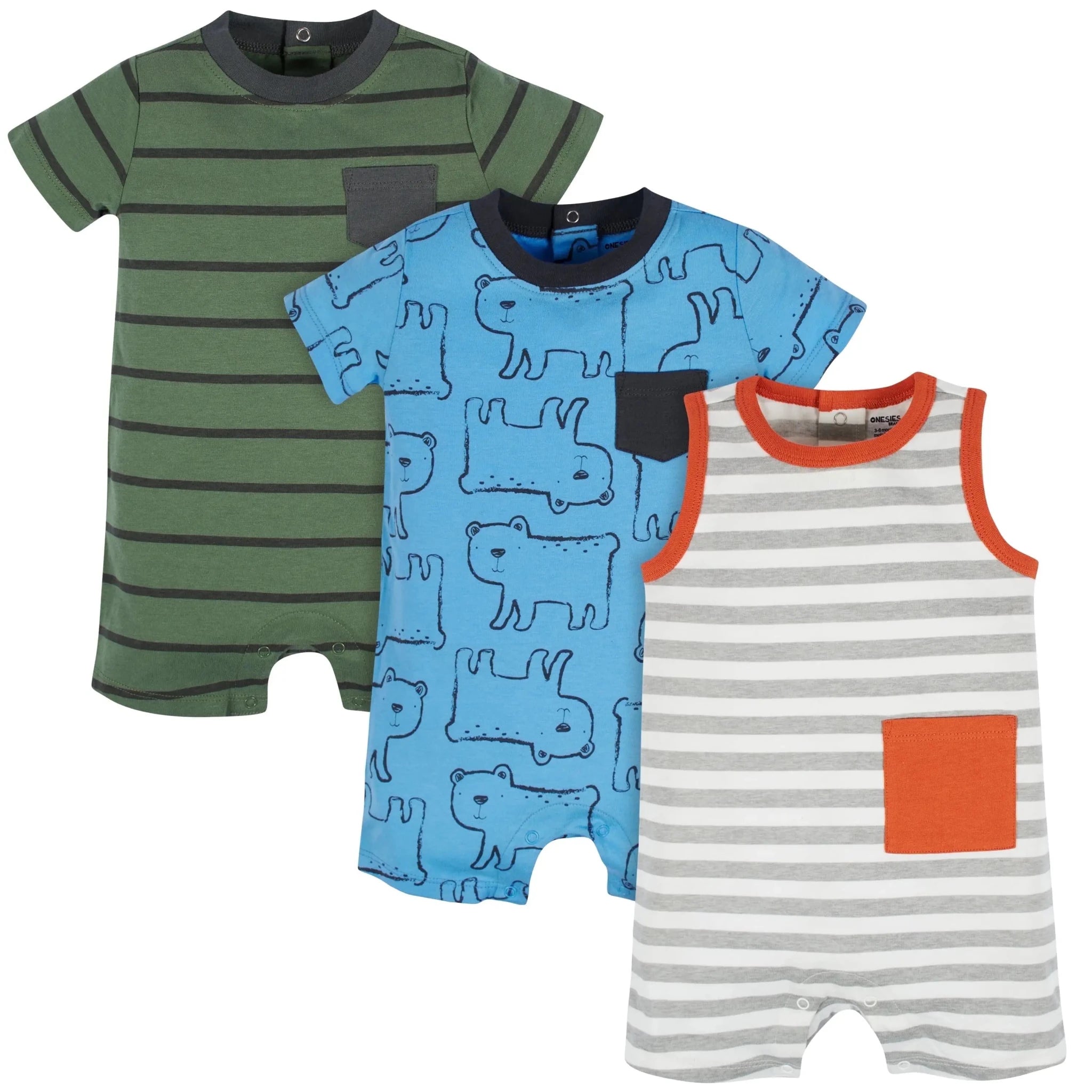 Lumea Little Gentleman Baby Boy Rompers 3 - Pack — Soft Cotton Summer Outfits (0–24M) - Lumea Baby
