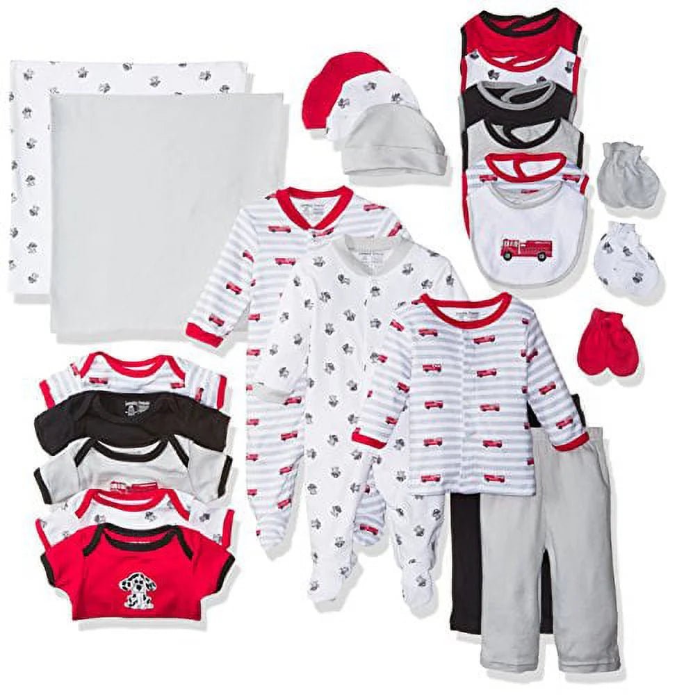 LUMÉA™ Fire Truck Hero Baby Boy Layette Gift Cube - Red & Blue (0 - 6M) - Lumea Baby