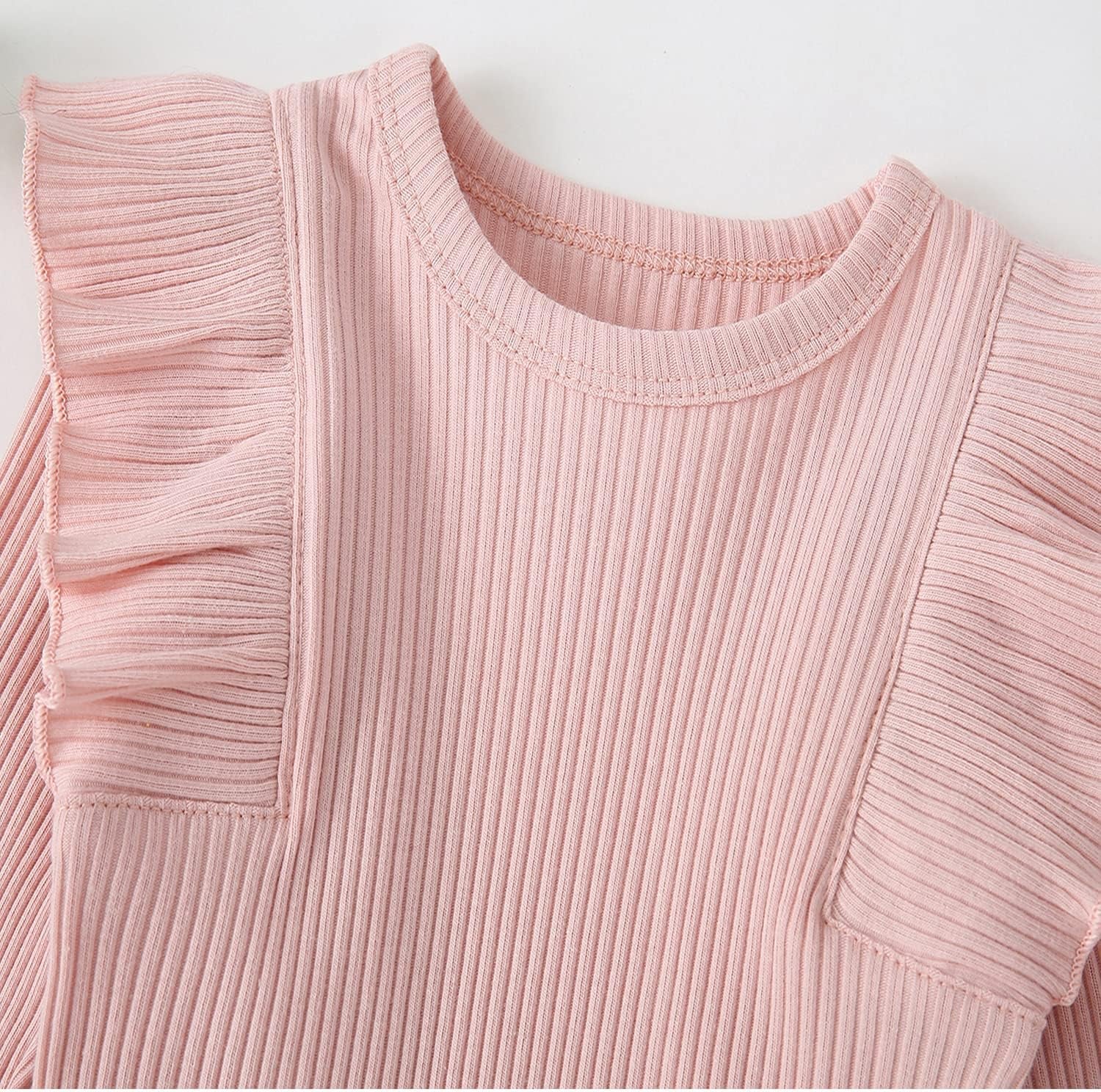 Lumea Frill & Rib 3 - Piece Baby Girl Set - Long Sleeve Romper & Pants (12 - 18M) - Lumea Baby