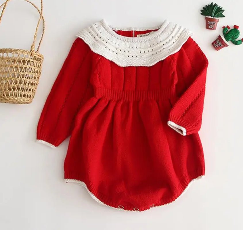 Lumea Knit Elegance Baby Girl Romper - Long Sleeve Hollow Out Jumpsuit - Lumea Baby