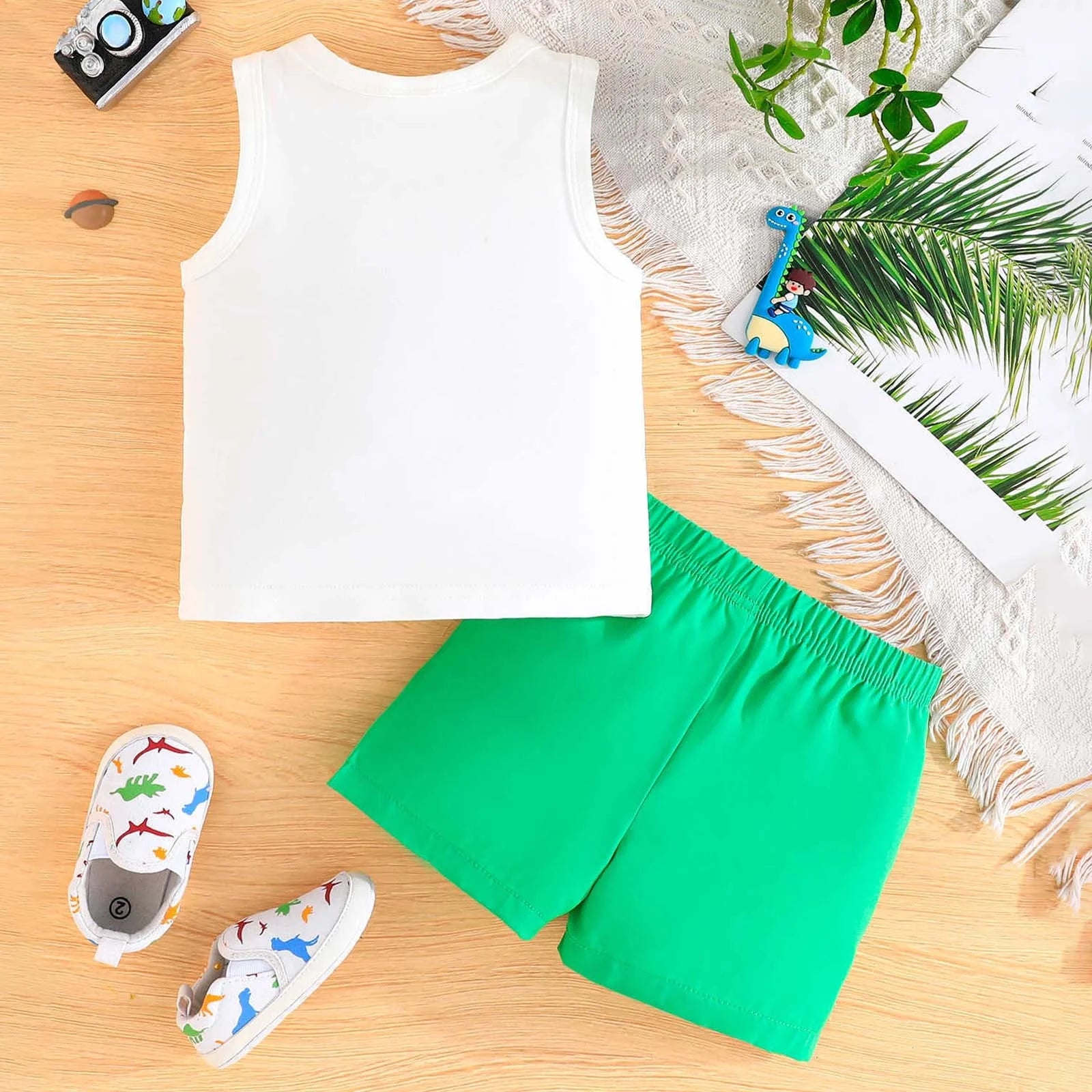 Lumea Cartoon Holiday 2 - Piece Baby Set - Vest Tee & Shorts (9 - 12M) - Lumea Baby