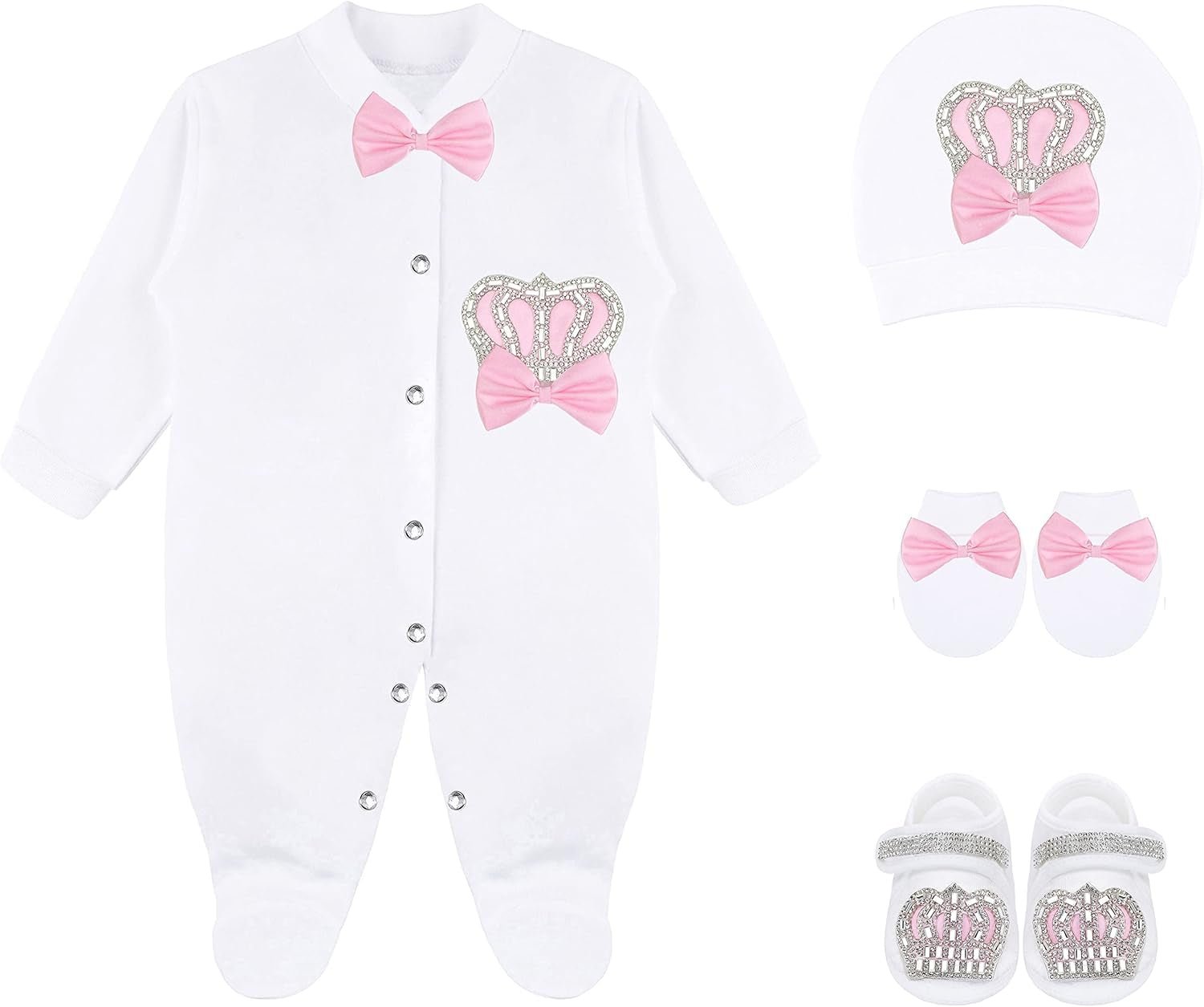 LUMÉA™ Little Jewels 4 - Piece Baby Girl Newborn Layette Gift Set - Lumea Baby