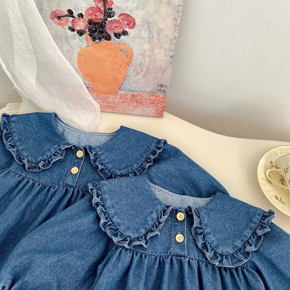 Lumea Denim Dreams Baby & Toddler Girls Bodysuit - Peter Pan Collar One - Piece (6M - 5T) - Lumea Baby