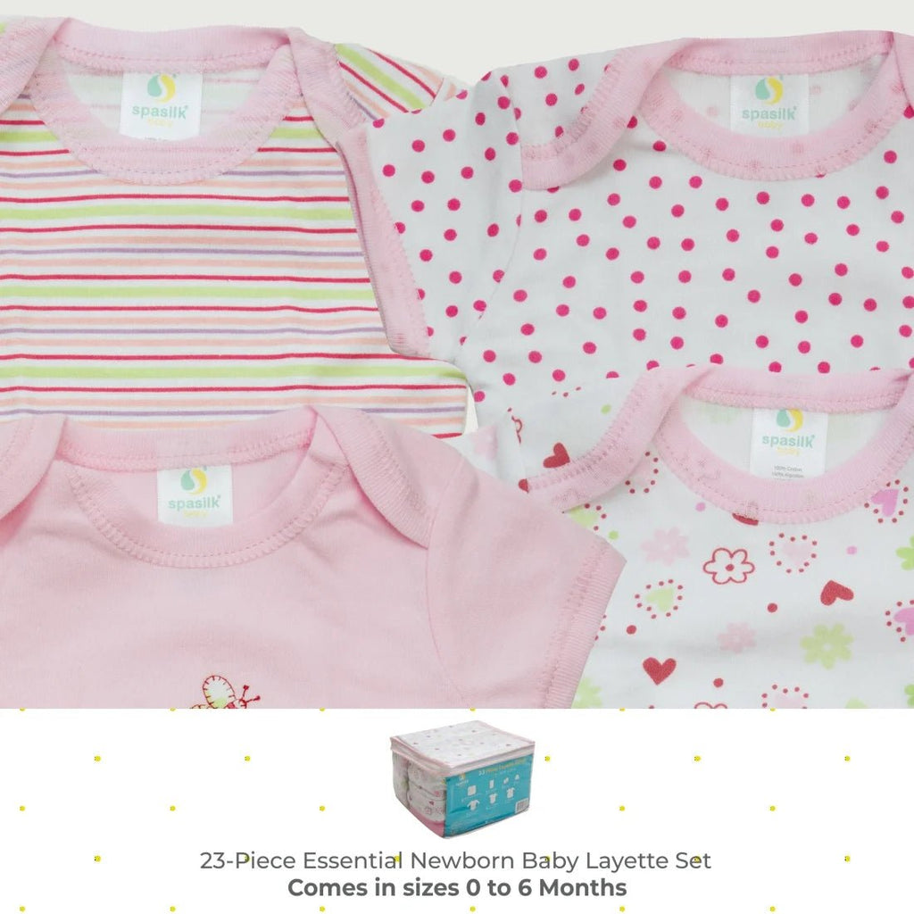 LUMÉA™ Pink Flowers 23 - Piece Baby Girl Essential Basics Layette Set - Gift Basket - Lumea Baby