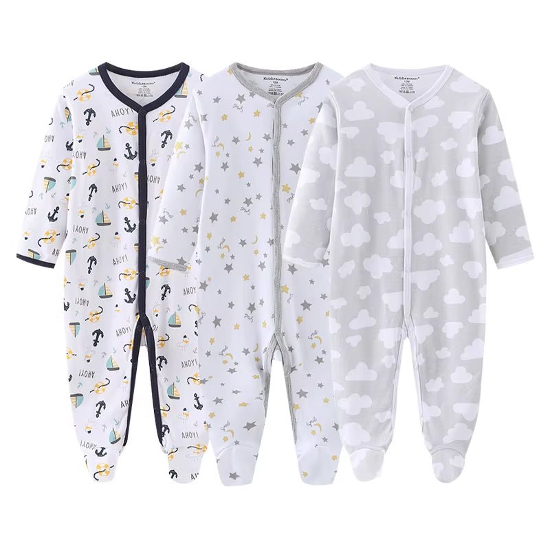 Lumea Cartoon Friends 3 - Piece Baby Jumpsuit Set - 100% Cotton Zipper Rompers (0 - 12M) - Lumea Baby
