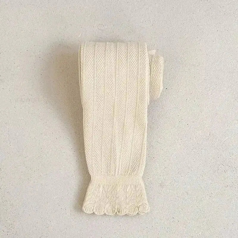 Lumea Lace Ruffle Girls Leggings - Solid Colour Cotton Trousers (1 - 12 Years) - Lumea Baby