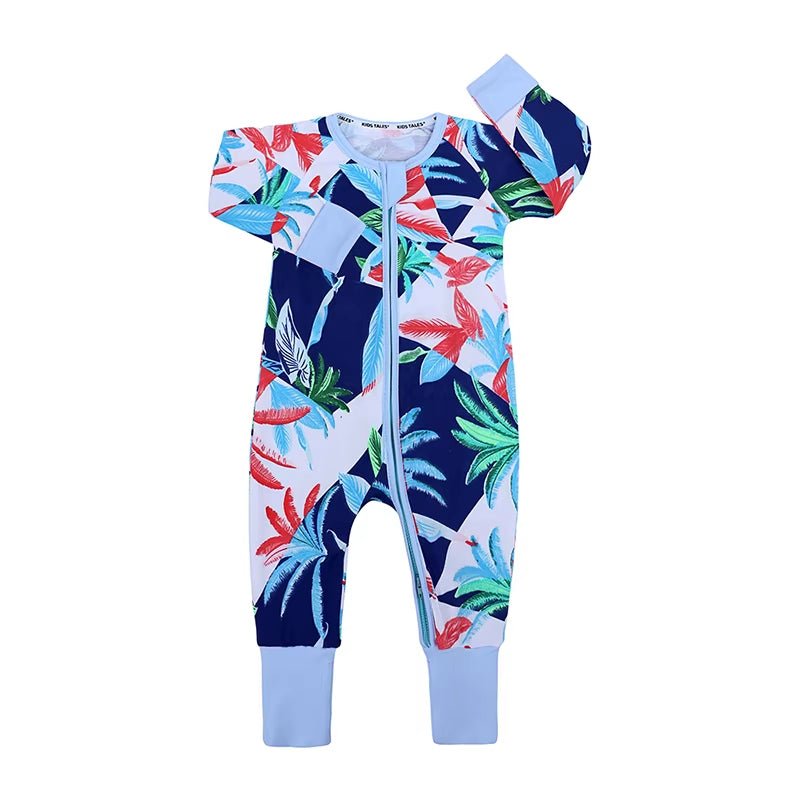 New Double Zipper Infant Baby Girl Boy Clothes Geometry Long Sleeve Cotton Baby Romper Clothing for Newborn Jumpsuit 0 - 24 Months - Lumea Baby