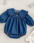 Lumea Denim Dreams Baby & Toddler Girls Bodysuit - Peter Pan Collar One - Piece (6M - 5T) - Lumea Baby