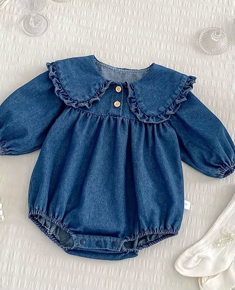 Lumea Denim Dreams Baby & Toddler Girls Bodysuit - Peter Pan Collar One - Piece (6M - 5T) - Lumea Baby