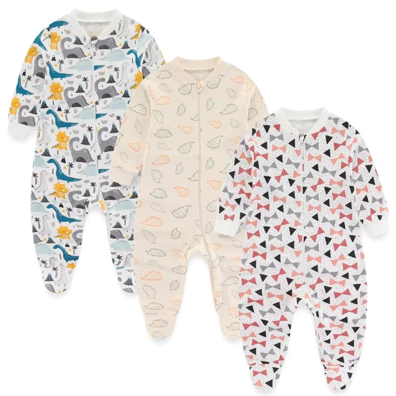 Lumea Cartoon Friends 3 - Piece Baby Jumpsuit Set - 100% Cotton Zipper Rompers (0 - 12M) - Lumea Baby