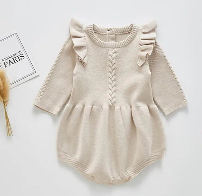 Lumea Knit Elegance Baby Girl Romper - Long Sleeve Hollow Out Jumpsuit - Lumea Baby