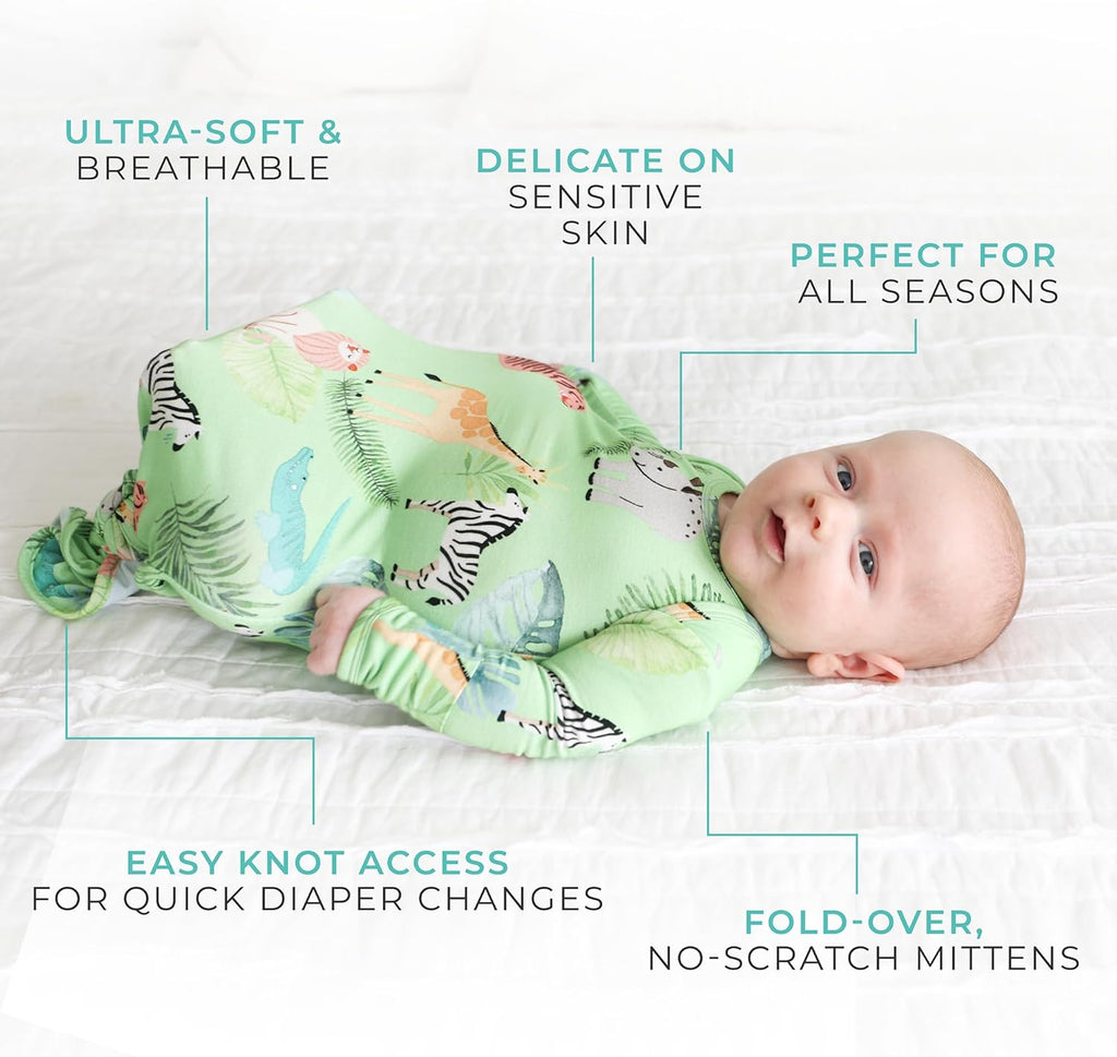 LUMÉA™ Knotted Dreams Newborn Girl Gown - Soft Sleep Gown (0 - 3M) - Lumea Baby